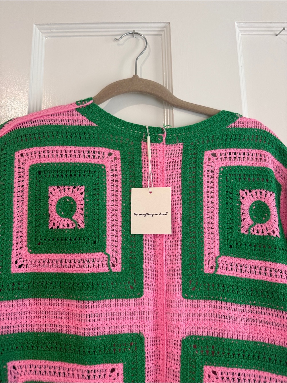 Pink and Green Crocheted Kimono - Picture 4 of 4